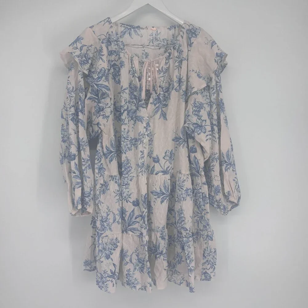 Free People Blue and White Floral Mini Dress - Picture 2 of 5